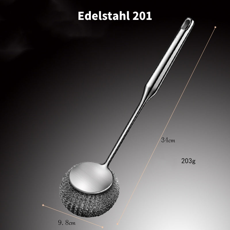 Versatile stainless steel pot cleaner with handl