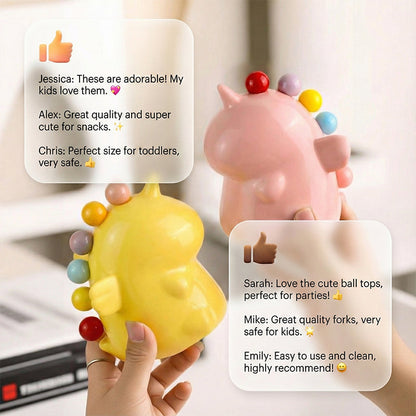 Cute Unicorn Fruit Fork Set with Storage Holder