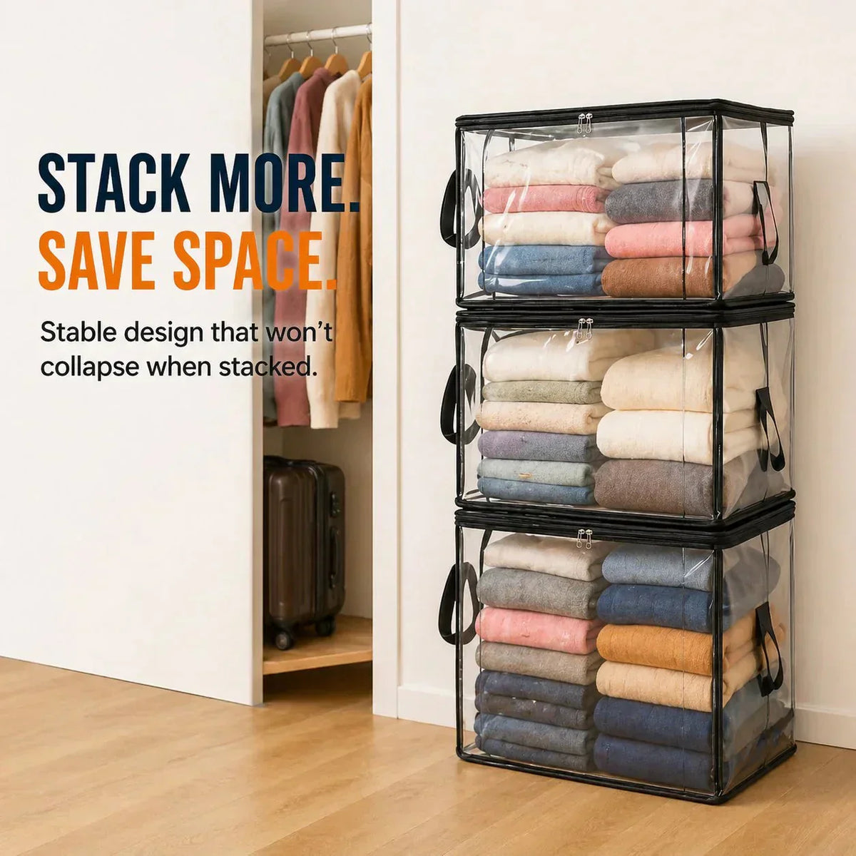 🔥 Time-limited offer: 50% off! 📦 Large, sturdy, thick, transparent plastic storage bag for clothes, moving & storage
