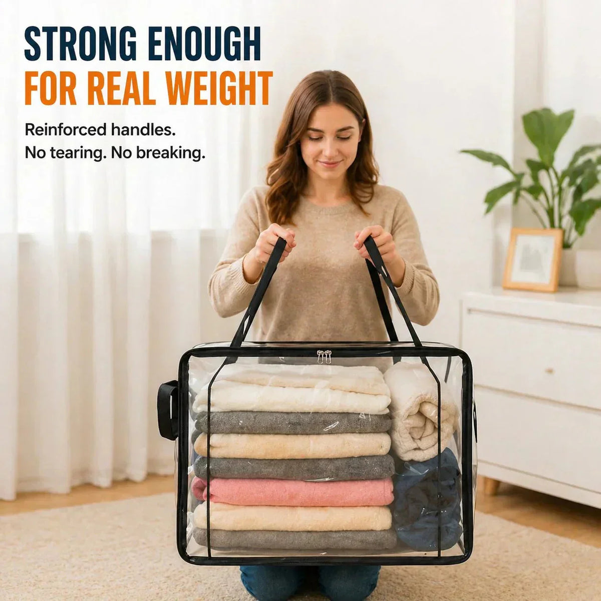 🔥 Time-limited offer: 50% off! 📦 Large, sturdy, thick, transparent plastic storage bag for clothes, moving & storage